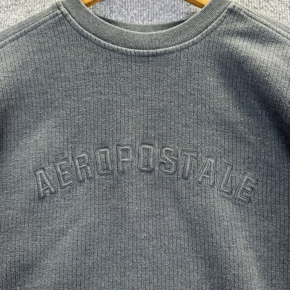 Aeropostale Sweatshirt Mens Medium Gray Crewneck Long Sleeve‎ Pullover Logo